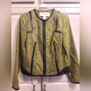 Silk and leather trim blazer